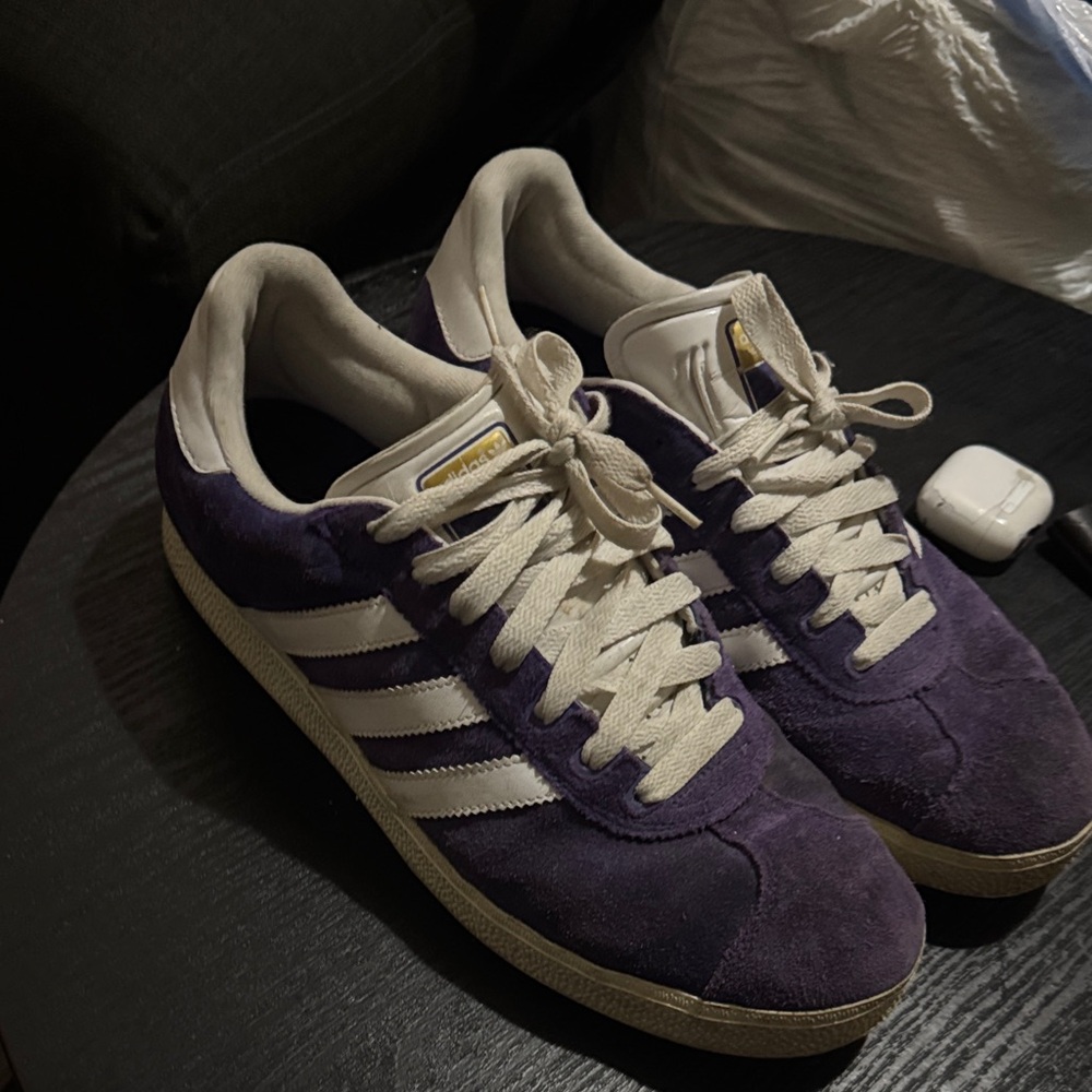 Adidas Men's Suede Purple and White Sneakers